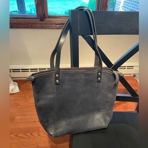 Blue Portland Leather Tote Bag